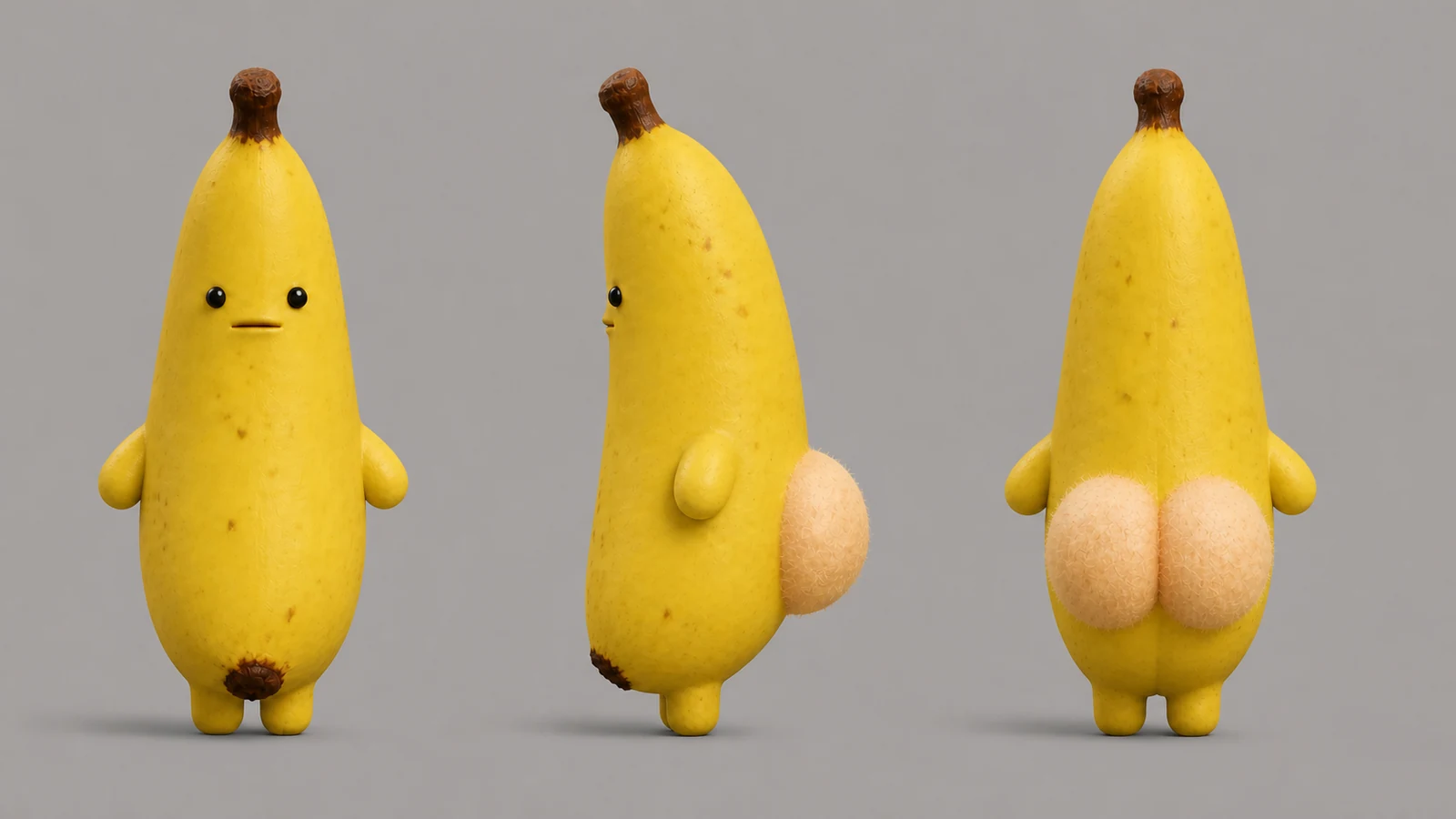Røvbananens godkendte front, sideprofil og bagside
